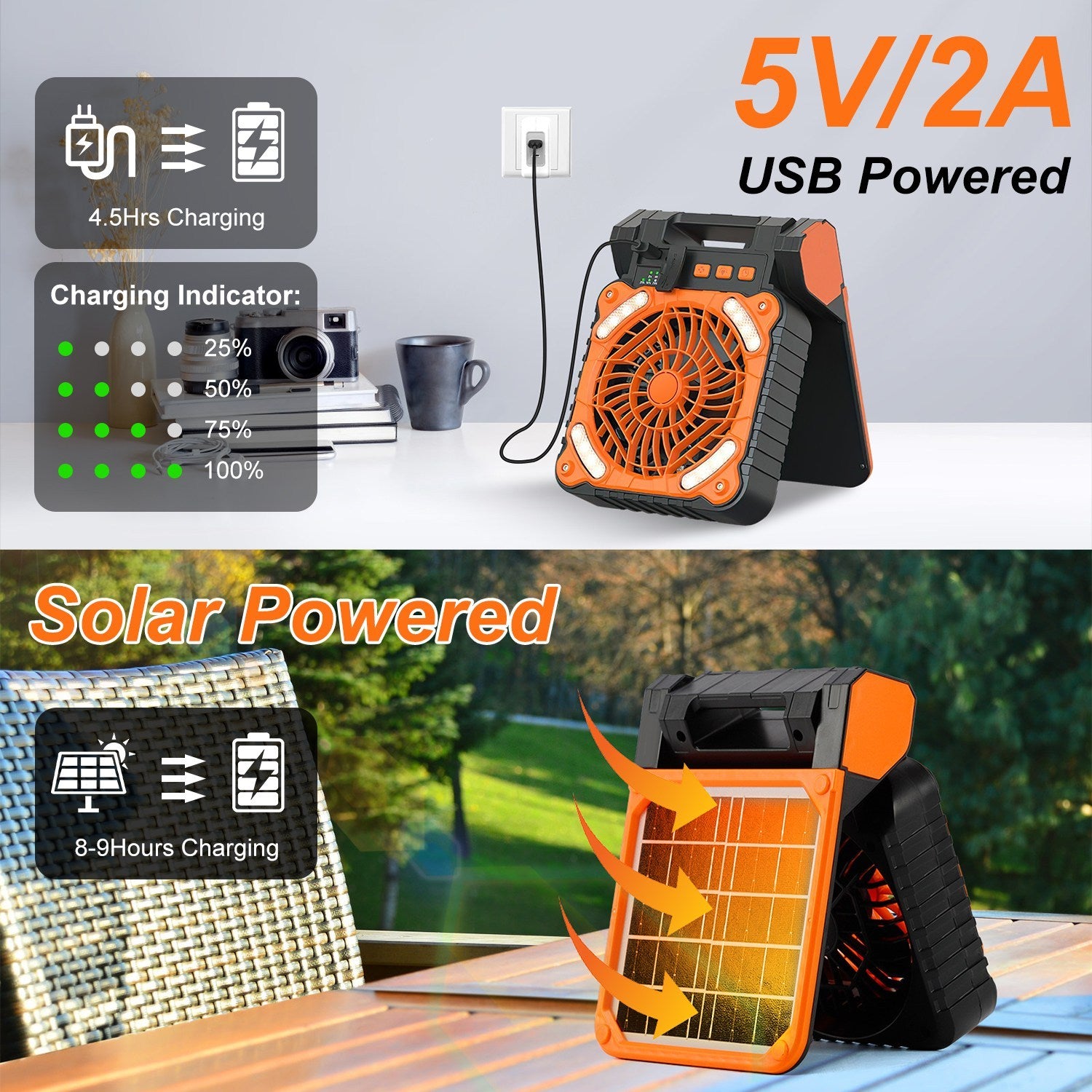 rechargeable camping fan with light