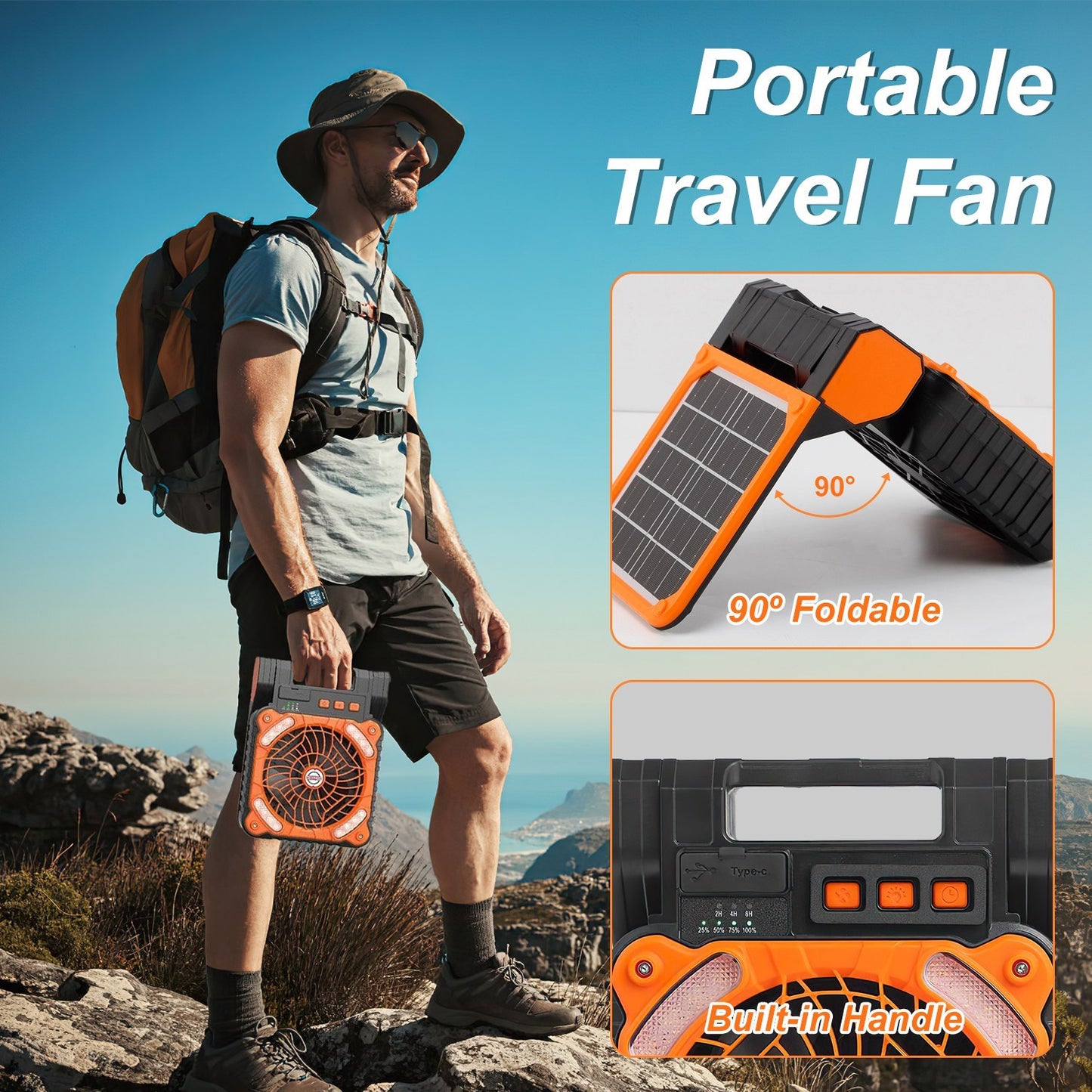 rechargeable camping fan with light
