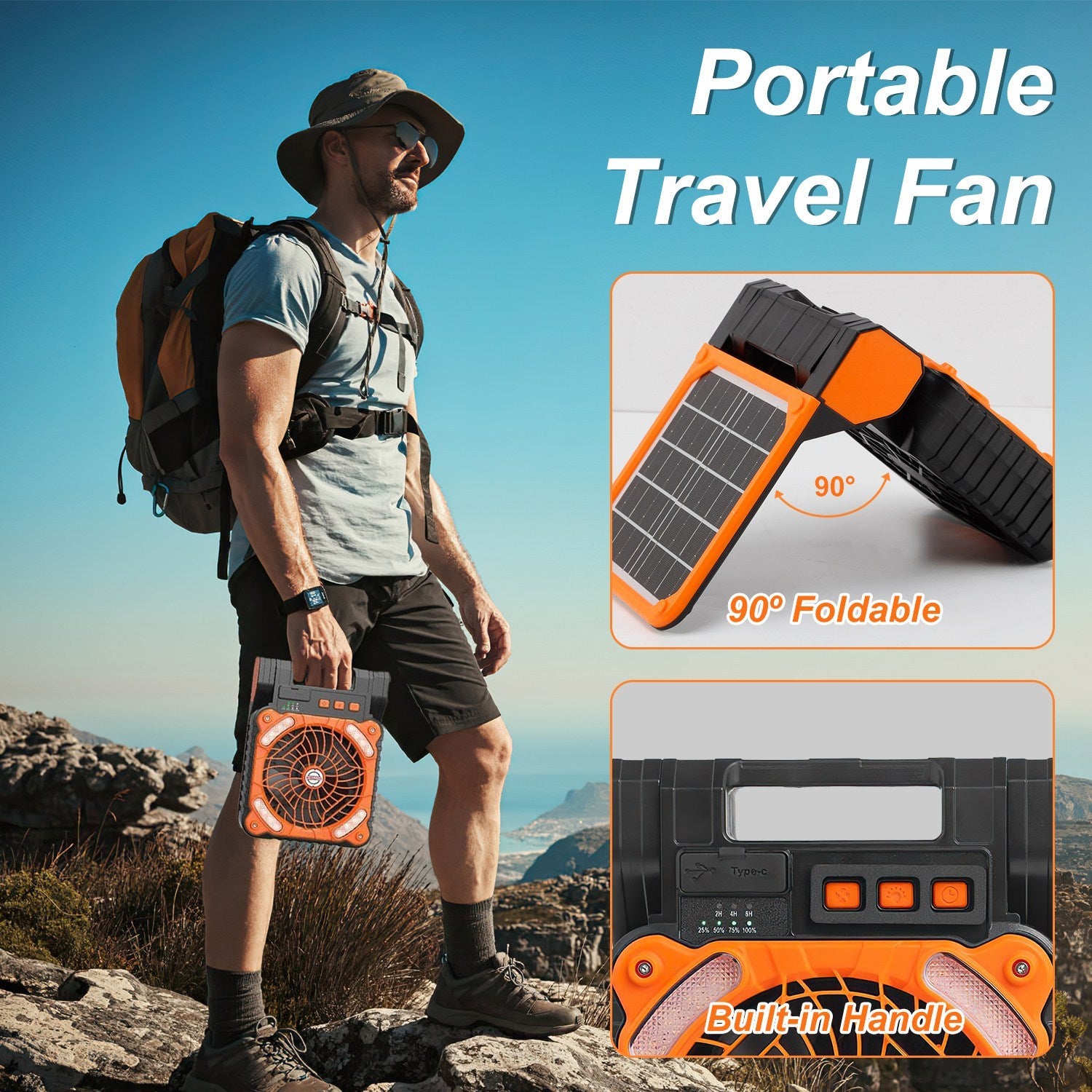 rechargeable camping fan with light