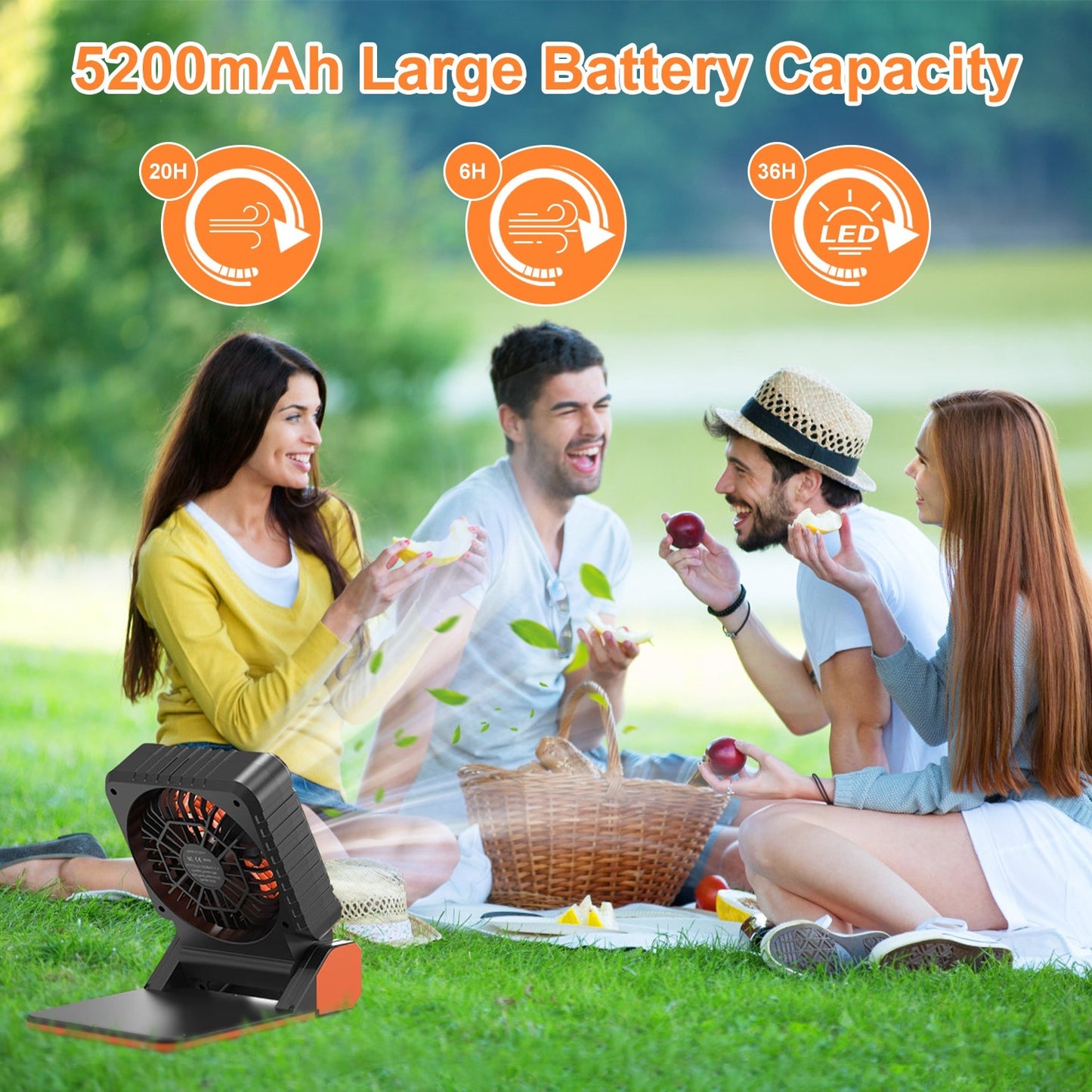 rechargeable camping fan with light